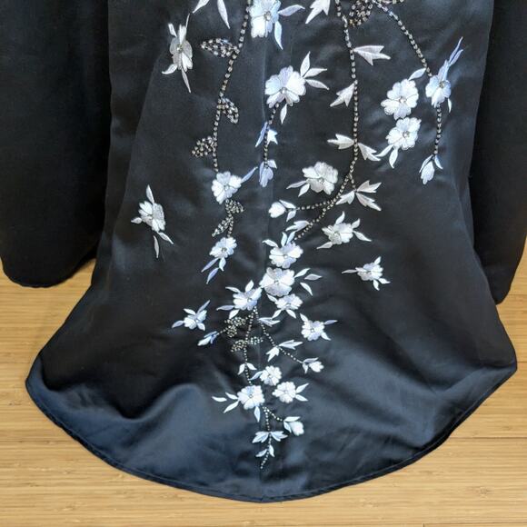 Vintage Prom Dress Maxi Gown 8 Black White 90s Y2K Goth Glam Floral Strapless - Picture 6 of 13